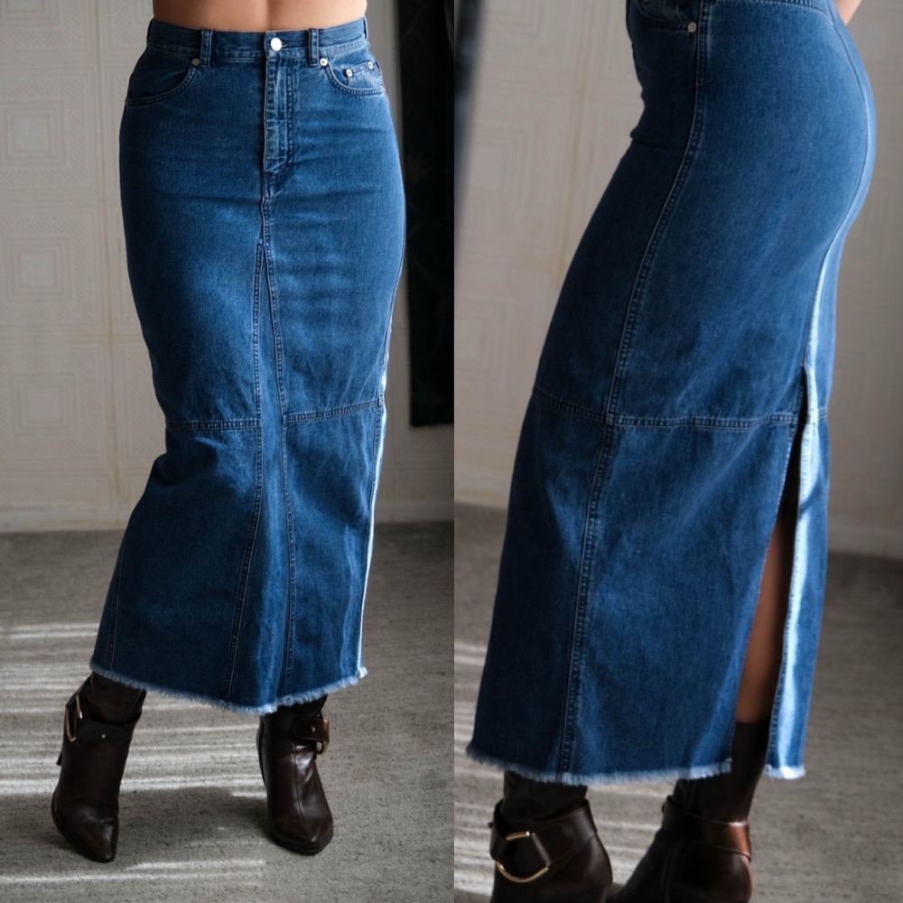 Vintage Green Label Ralph Lauren Denim Maxi Skirt